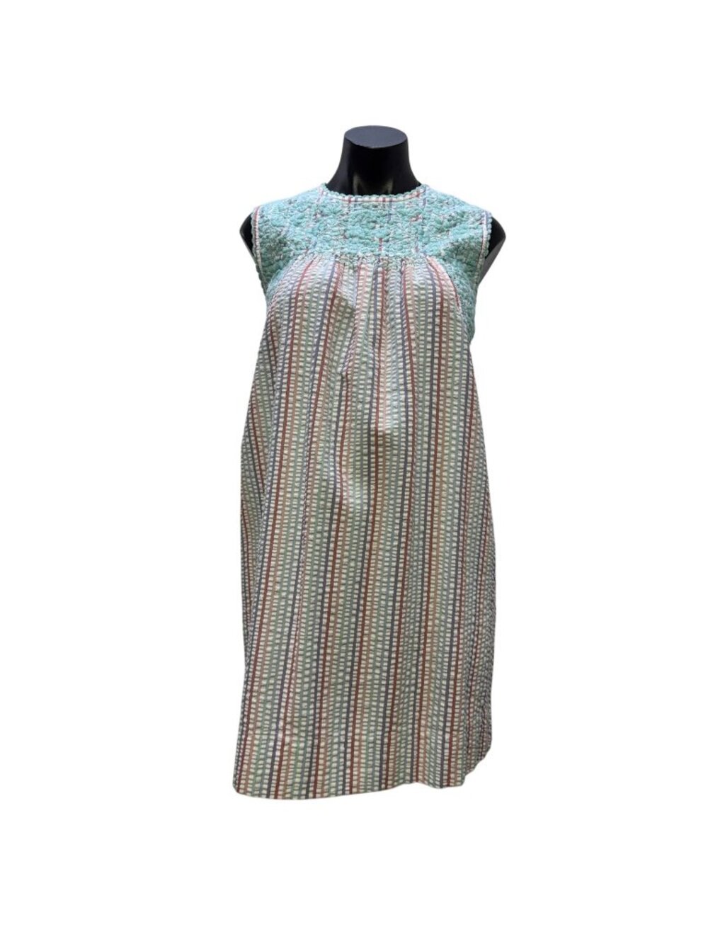Sister Mary Sleeveless Striped Dress Turquoise & Pink XS